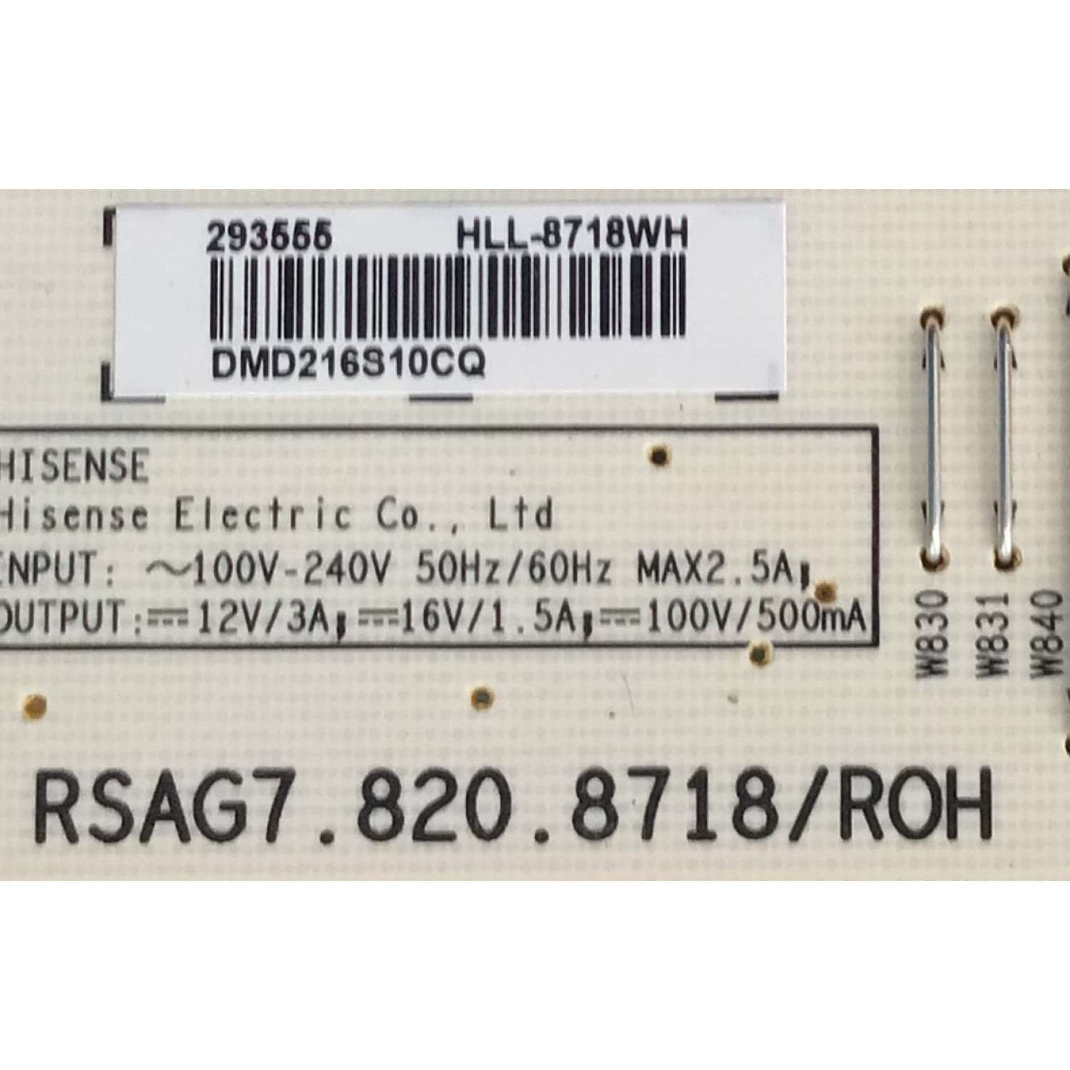 FUENTE DE PODER PARA TV HISENSE / NUMERO DE PARTE 293555 / RSAG7.820.8718/ROH / HLL-8718WH / CQC13134095636 / PANEL HD650Y1U72-T0L6\S0\GM\ROH / DISPLAY HV650QUB-F70 / MODELO 65R7G5 - Imagen 2